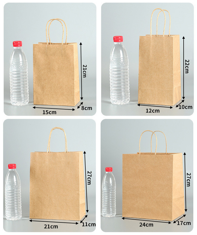 Takeaway Packaging Kraft Paper Bag with Customized Logo Printing and Hand-Held Design