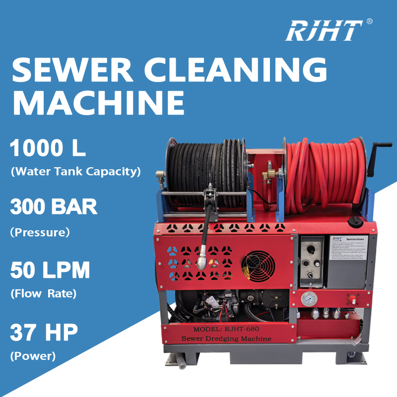 RJHT-680NH 1000L Heavy Duty Remote Control Sewer Jetting Machine Municipal Drain