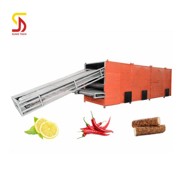 Single Layer and Multi Layer Continuous Mesh Belt Dryer for Energy Saving Hot Air Drying of Chili Blocks and Potato Chips