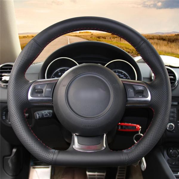 Hand Stitched Black Leather Steering Wheel Cover for Audi A3 8P S3 R8 TT TTS TT RS Ready
