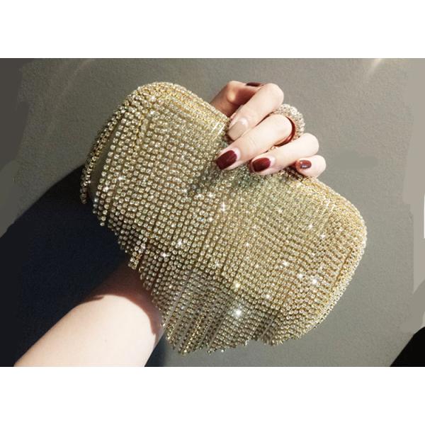 New style evening party bag diamond banquet bag tassel bag diagonal cross bag hand bag female dinner socialite party bag