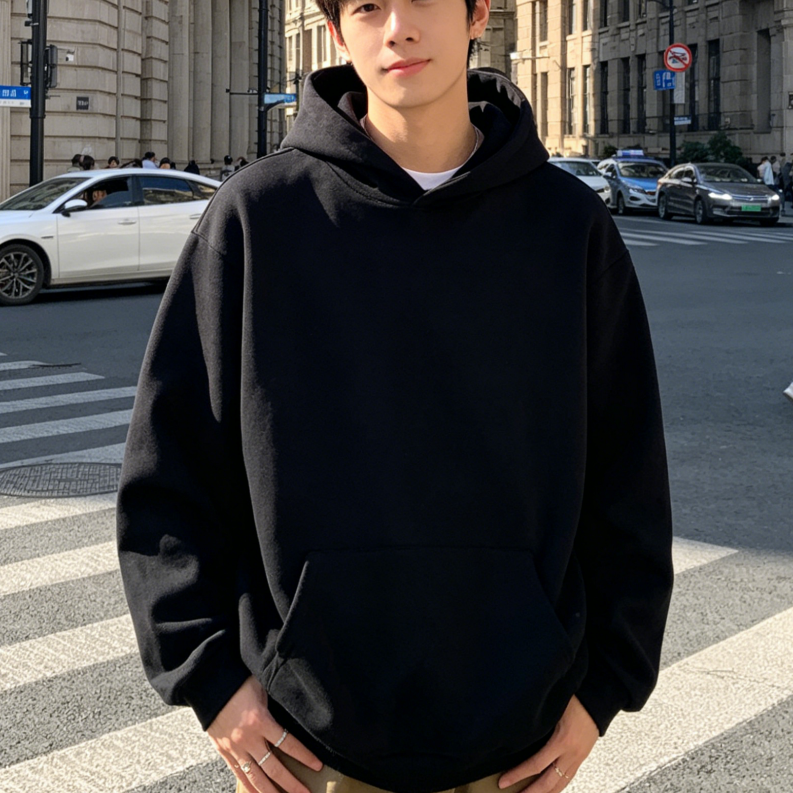 Raw Edge Acid Wash Black Hoodie French Terry Cotton Zip Up Hoodie Vintage Oversized