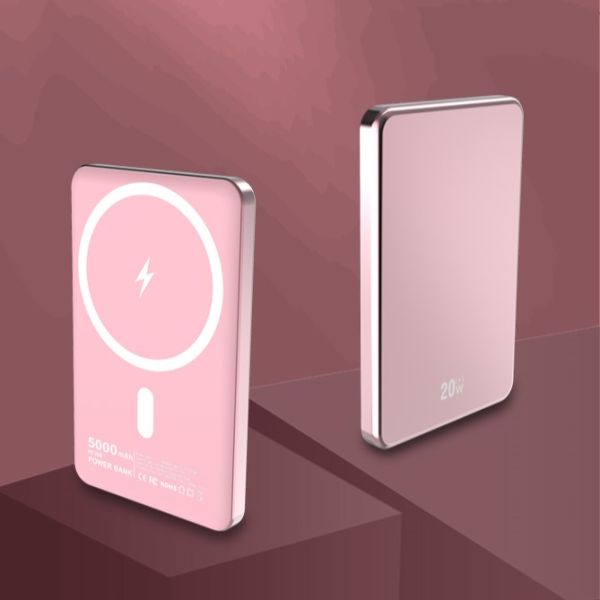 Type C Magnetic Wireless Charging Power Bank Aluminum Alloy Ultra Thin 5000mAh 20W