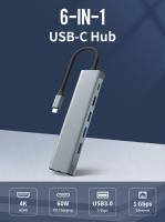 4K de alta velocidad HDMI 6 en 1 5Gbps tipo Lan del paladio 1Gbps RJ45 de la estación de acoplamiento 60W de C