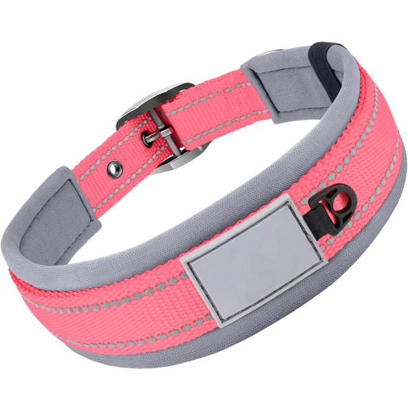Adjustable Nylon Neoprene Padded Dog Collars Reflective Soft Design Comfortable Durable
