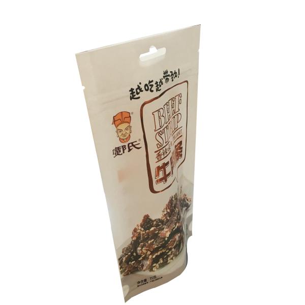 White Kraft Paper Aluminum Foil Plastic Dried Meat Beef Jerky Packaging Bag With Hanger Hole