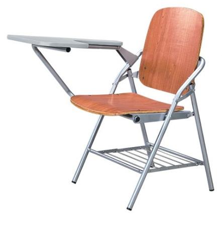 durable foldable plywood training chair with tablet and basket