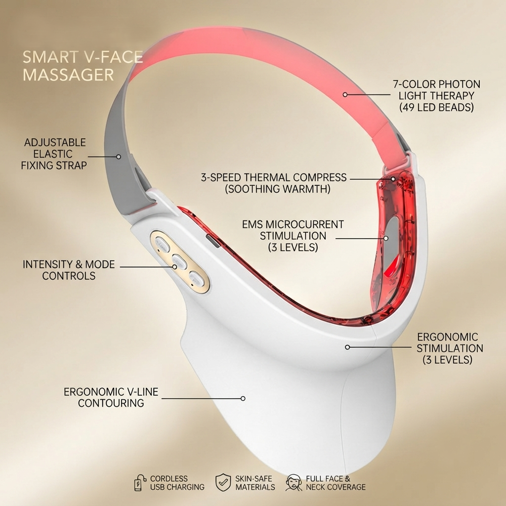 ZN-VM06 7-Color LED EMS Microcurrent V-Face Shaping & Skin Rejuvenation Massager