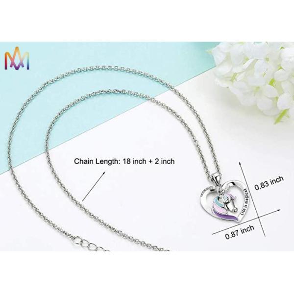 Magical Gift Fadeless SS Rainbow Unicorn Necklace