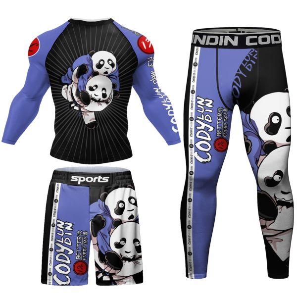 UPF50+ Anti Bacterial No Gi Clothes Quick Dry Compression Set For MMA And Jiu Jitsu
