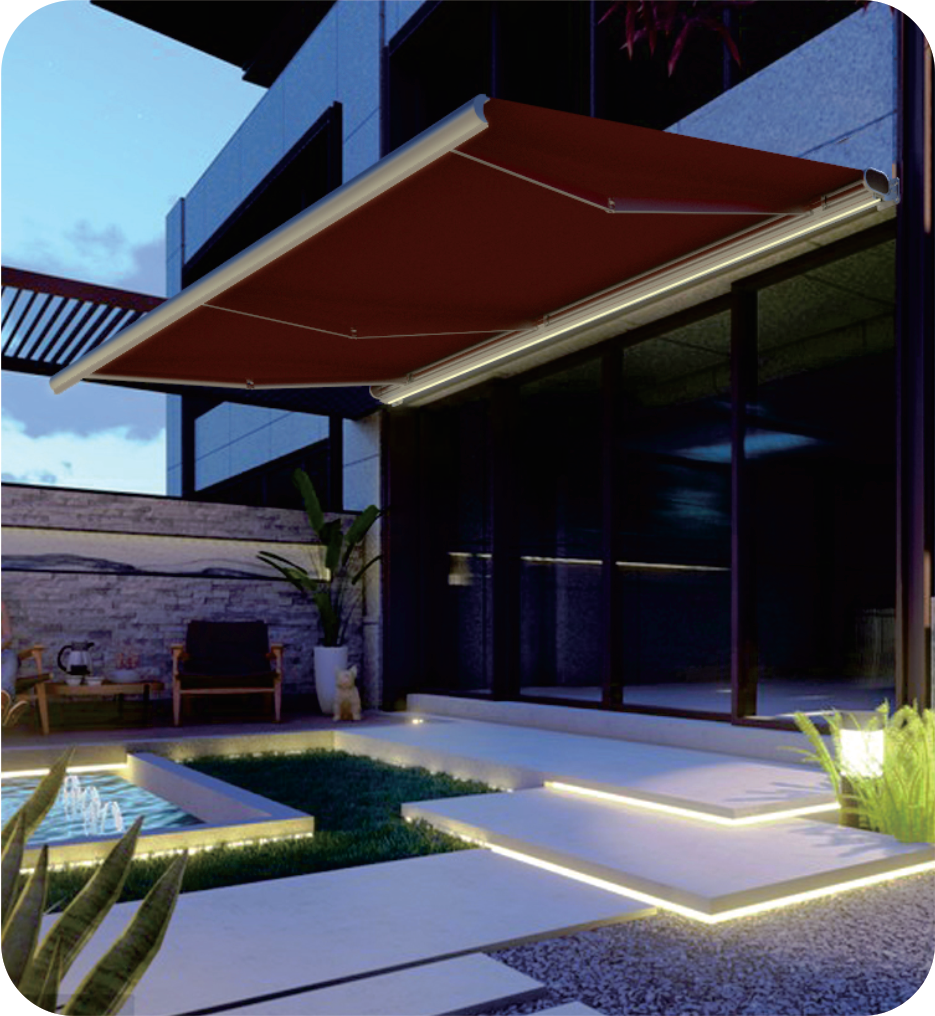 DICKSON Luxury Motorized Acrylic Waterproof Fabric Aluminum Full Cassette Awning Patio Retractable Awning Factory