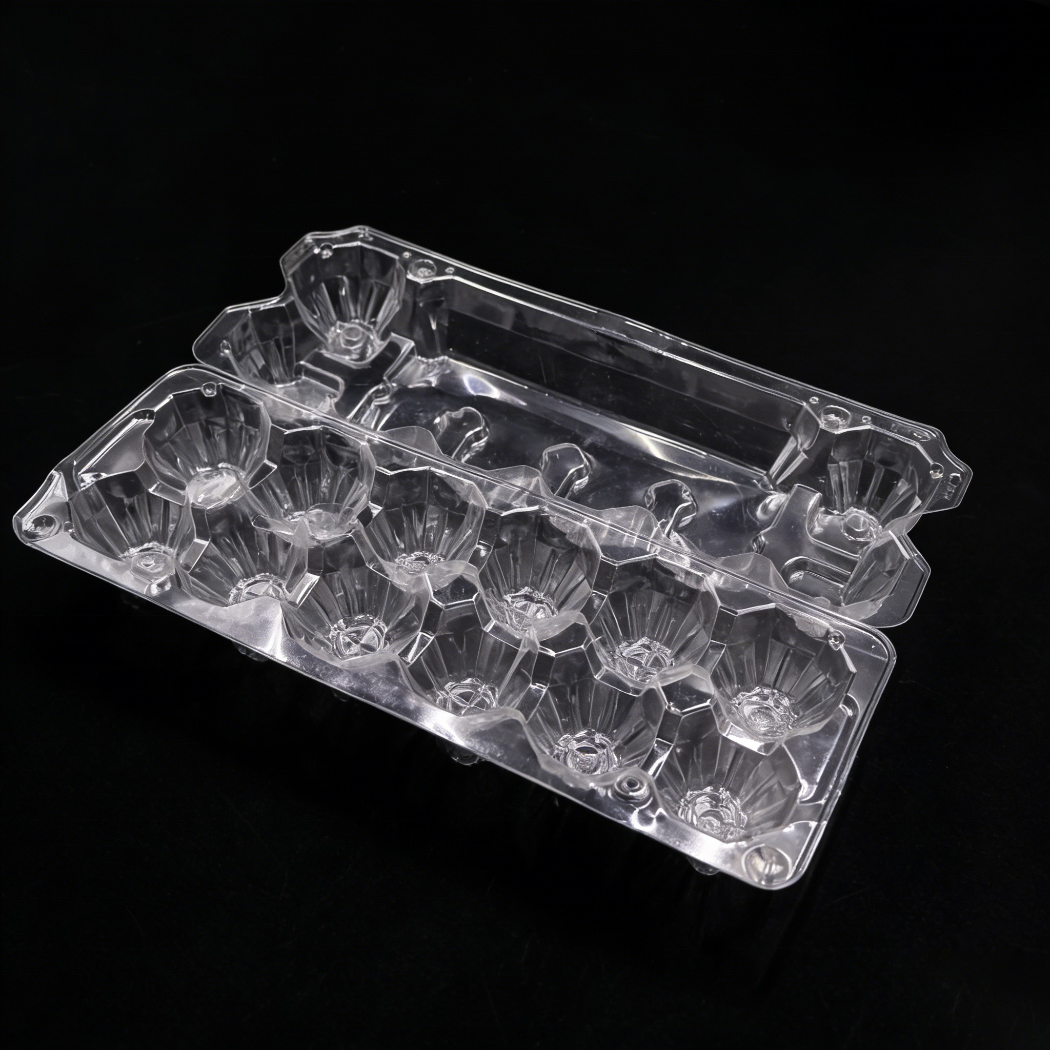 Supermarket Use Plastic Transparent Egg Tray Stackable 12 Grid Egg Tray Food Grade Plastic Egg Trays for Transport