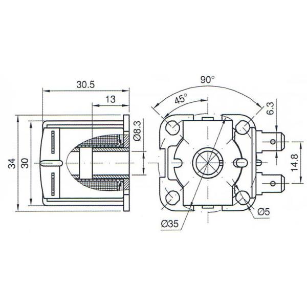 Катушка клапана соленоида небольшой диафрагмы части системы фильтрации воды RO пластиковая