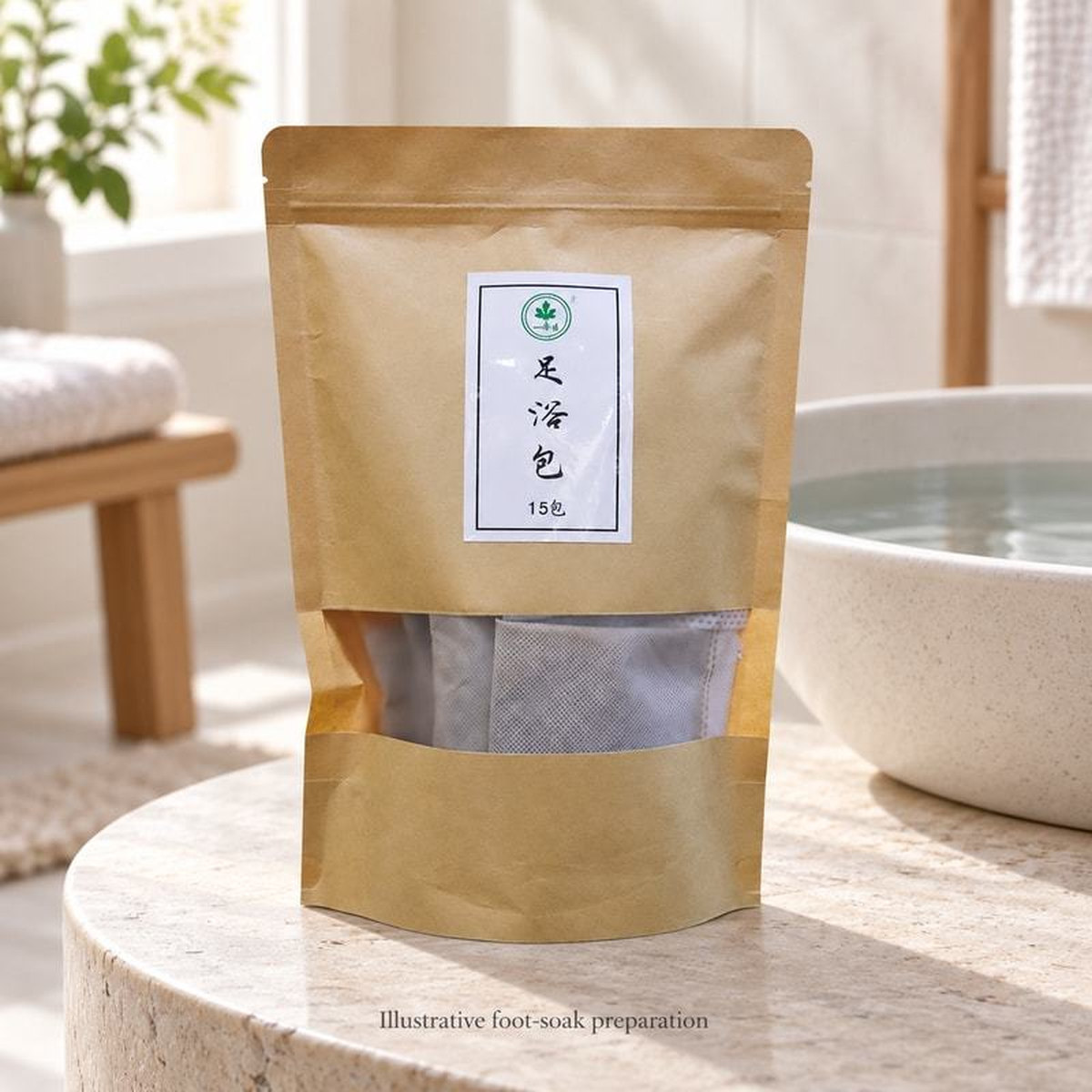 Qiai Mugwort Foot Soak Pack with 15 Inner Sachets for Wholesale Supply