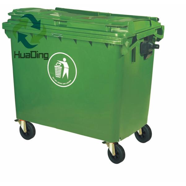 Outdoor Street Garbage Collection 660L Plastic Dust Bin with Locking Lids and Wheels