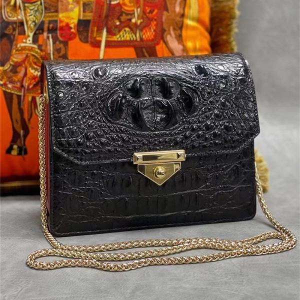 Authentic Crocodile Skin Women Flap Purse Genuine Alligator Leather Lady Small Chain Strap Bag Female Cross Shoulder Bag