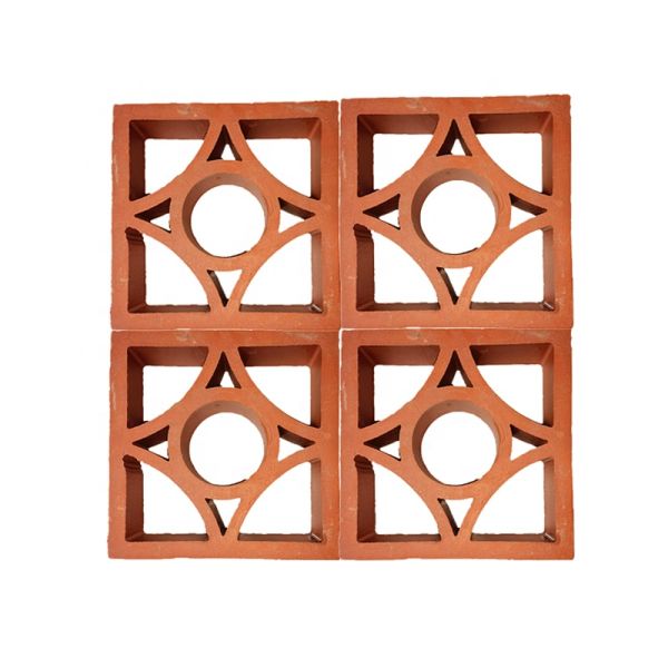 Terracotta Wall Breeze Blocks Heat Insulation 800 Centigrade Red Brick School Building Decoration Material