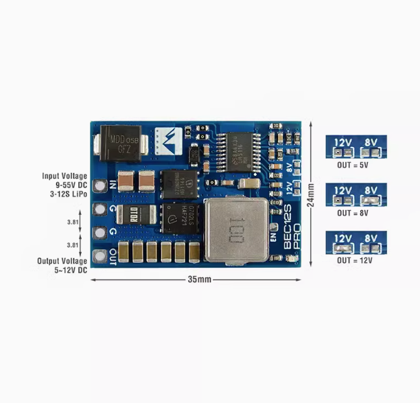 Matek BEC 12S-PRO Quality Plastic Regulator Module 9-55V To 5V/8V/V 5A Continuous Output For FPV Quadcopter Toys