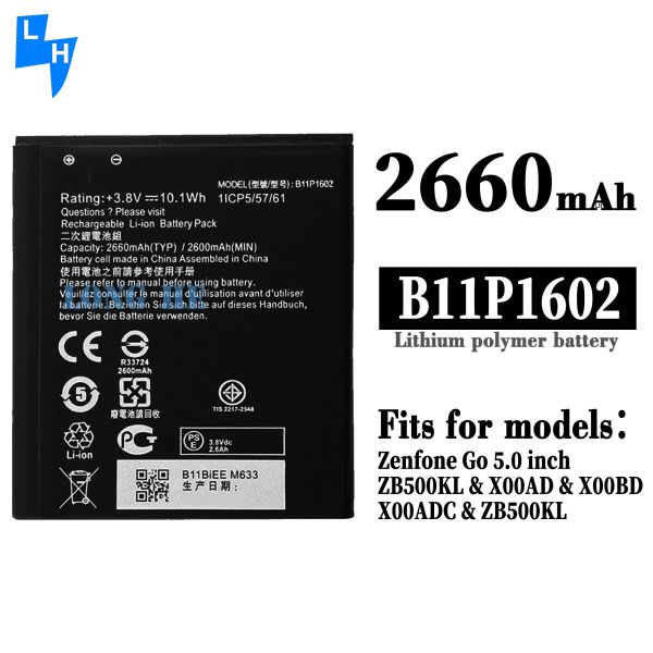 Stock 2660mAh 3.8V Mobile Phone Li-Ion Battery B11P1602 For Asus Zenfone Go Zb500Kl X00Ad X00Adc Battery
