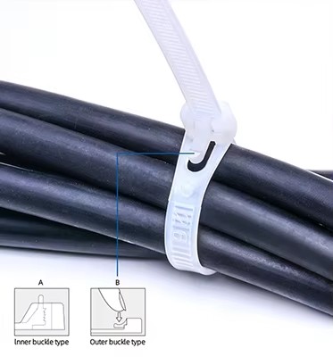 Reusable 200mm  Black Self-locking Nylon 66 Zip Tie Wrap Plastic Wire Binding Straps Cable Ties