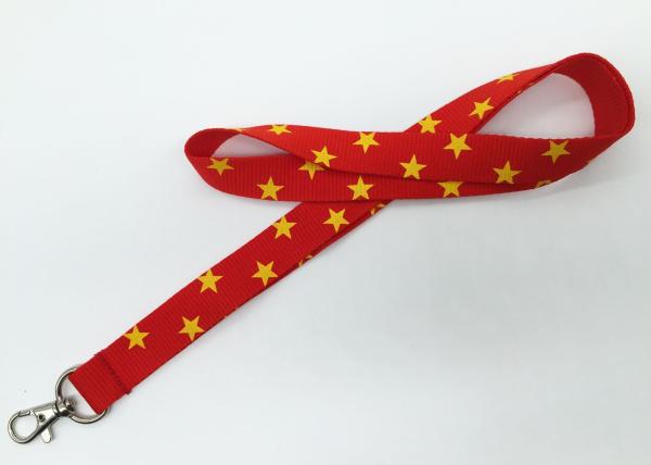 Fashionable Red Silk Screen Lanyards Heat Transfer Lanyard With Yellow Stars