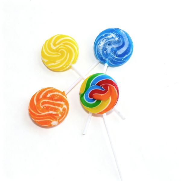 Hard Candy Assorted Fruit Flavor Halal Sweets Colorful Rainbow Swirl Lollipops Candy