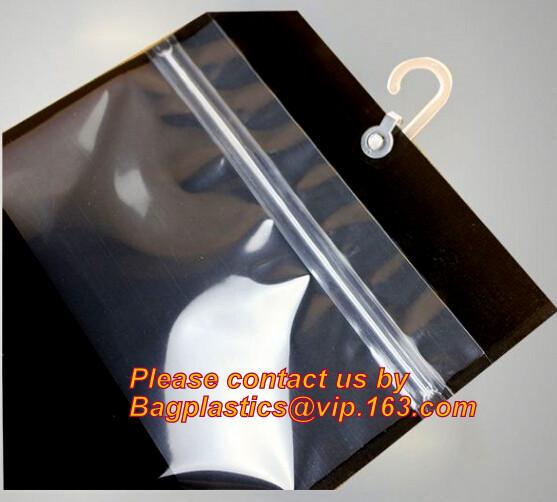 VINYL HANGER HOOK BAGS, UNDERWEAR PACKING, HANGER HOOK PLASTIC BAGS, HANGER ZIPPER BAGS, HANGER SLIDER BAGS BAGPLASTICS