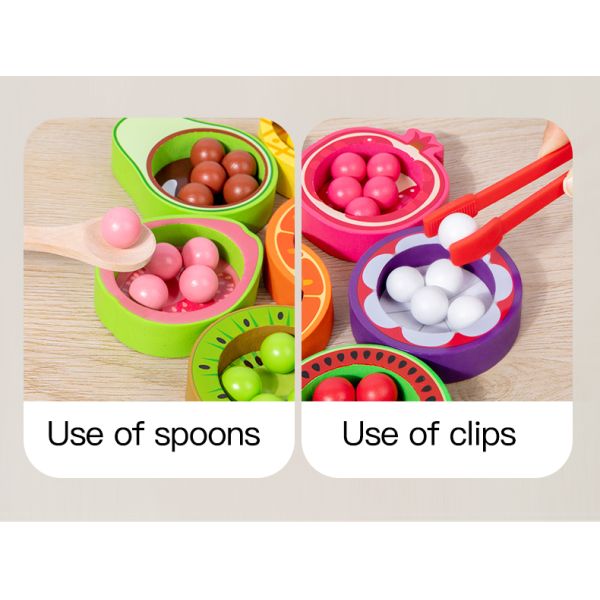 Wholesale Fruit Color Matching Bead Game Wooden Kitchen Toy Pretend Play Toy Early Educational Toys