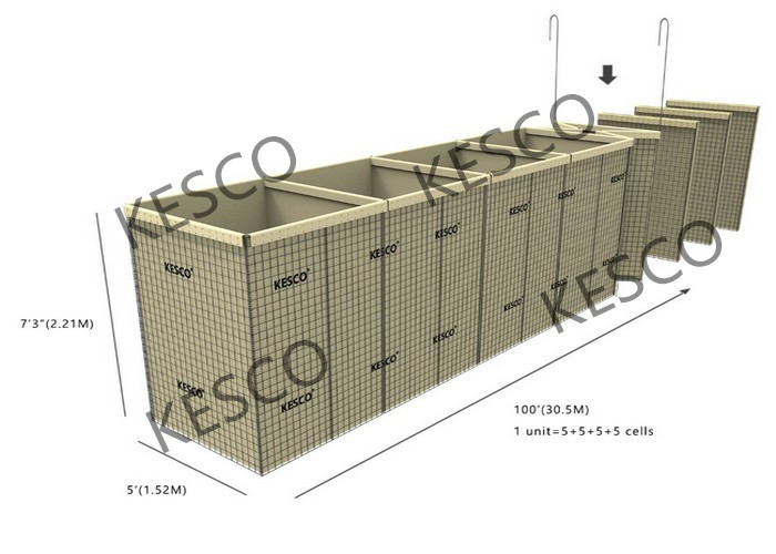 Барьер бастиона Hesco 5 клеток горячий окунутый гальванизированный