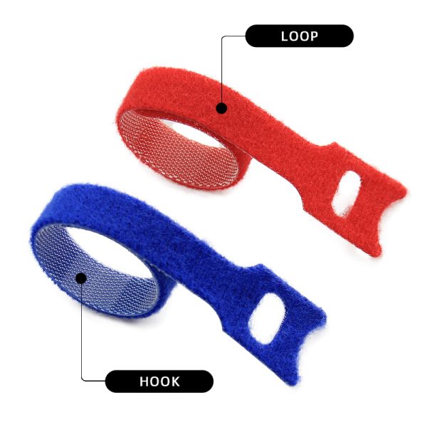Back-to-Back Hook-and-Loop Cable Ties (Hook-and-Loop in One Piece), Colorful Nylon Hook-and-Loop Self-Adhesive Cable Organizers