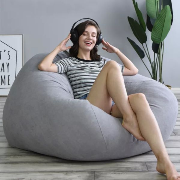 Outdoor 7Ft Giant Bean Bag Lounge Chair Soft Faux Fur Fabric EPS Fill