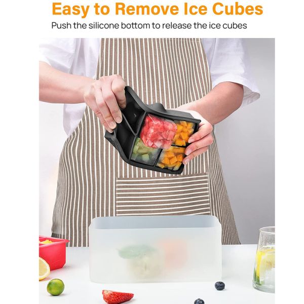 Square Ice Cube Trays Set BPA Free Reusable Mold for Whiskey Cocktails Bourbon Sample