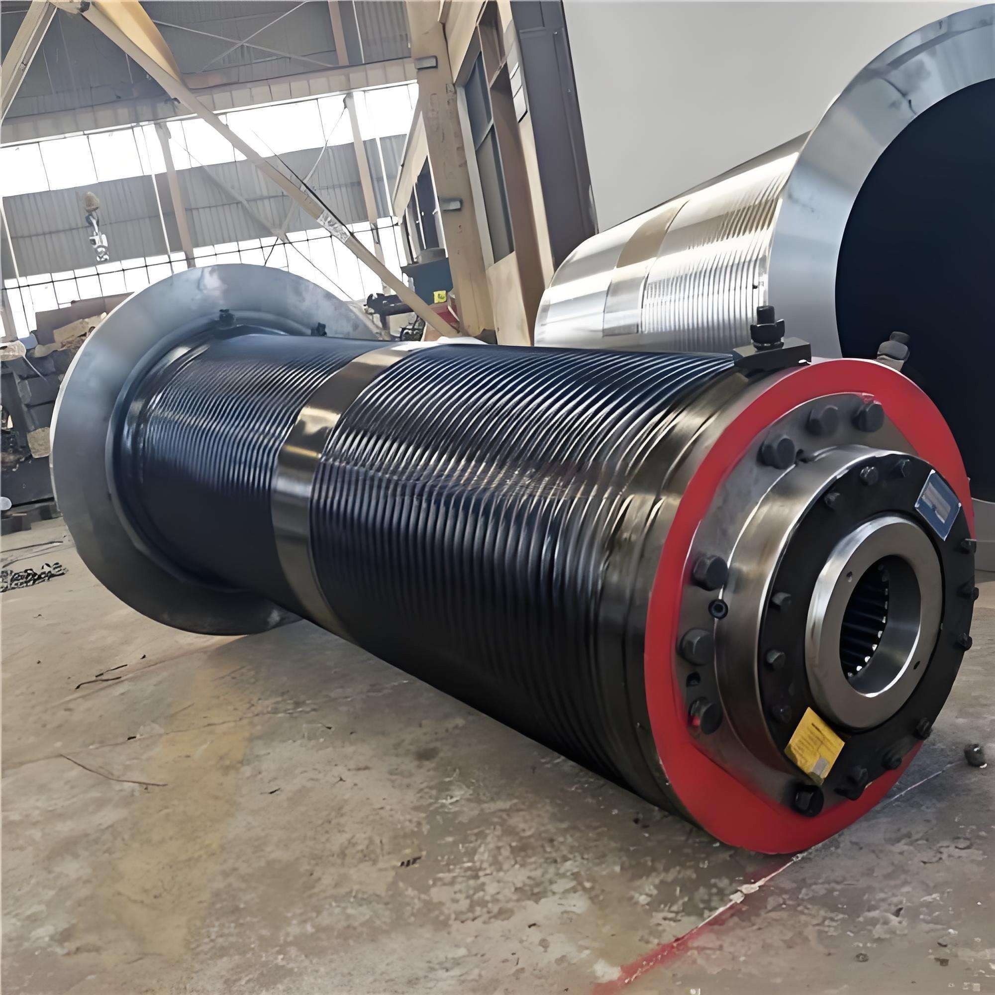 Heavy Duty Q345B Steel Wire Rope Drum for 50 Ton Double Girder Overhead Crane Trolley