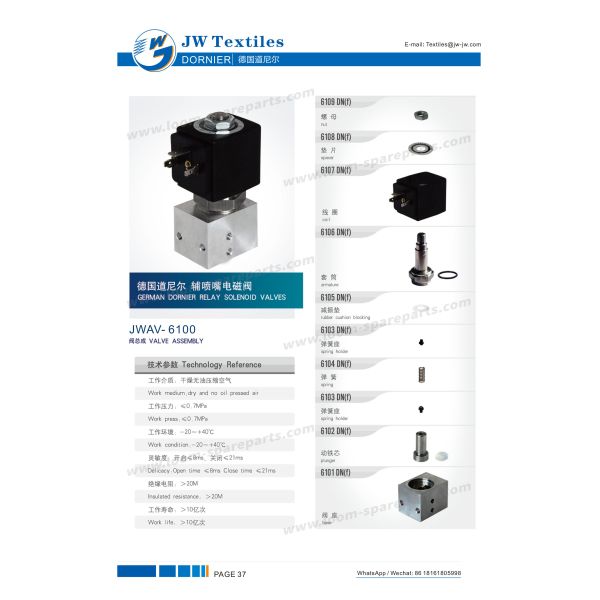 Плунжер для тени Airjet клапанов соленоида реле Дорнье