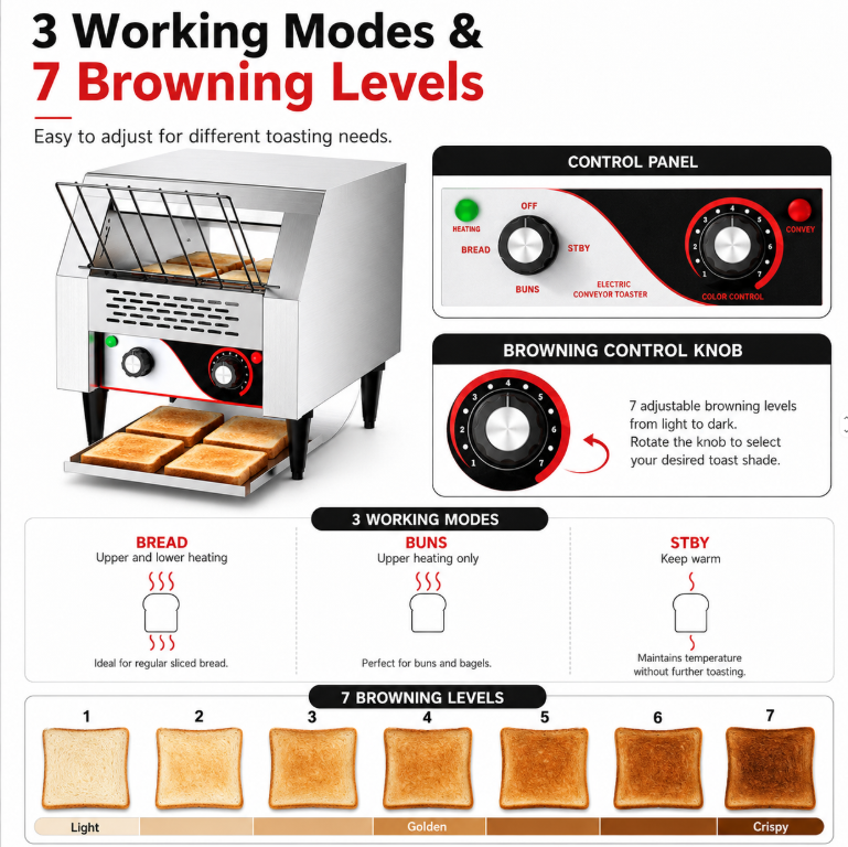 Commercial Electric Conveyor Toaster For Restaurants, Cafés And Hotels