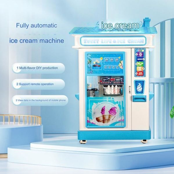 Fully Automatic Three-Flavor Soft Ice Cream Machine with 280 Cup Capacity 2000w Power