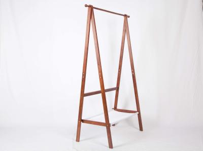 Foldable Wooden Coat Racks Free Standing , Hanging Clothes Rack With Fabric Storage Tier