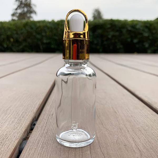 Vente en gros de 18 mm et 24 mm en argent et or en verre en plastique à la pipette pressée en plastique à goutte à goutte