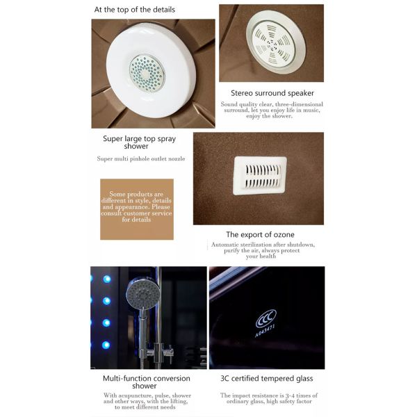 Ванная комната с паровым душем из закаленного стекла, роскошный серфинг, джакузи, массаж с ванной Джаукци