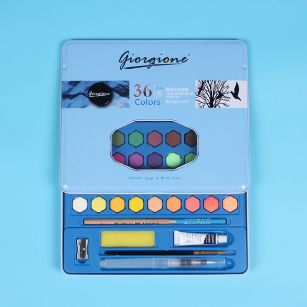 Water Soluble Pigment 36 Paints Set Metal Magnetic Watercolor Paint With Water Brush Pen