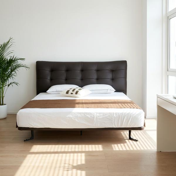 Italian Modern Luxury Double Bed Solid Oak Wood Black Genuine Leather Frame Eco-Friendly Comfortable Storage Bedroom Furniture