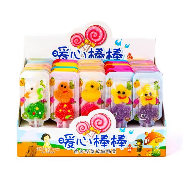 Personality Cartoon Shape Soft Lollipop Candy Colorful Fruit Flavor Gummy Candy