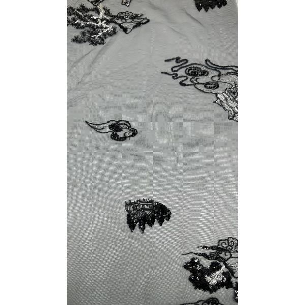 Elegant Tulle Mesh Fabric Lightweight Sheer for Bridal Gowns Embroidered Lace Fabric