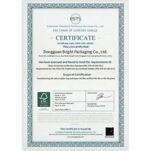 Dongguan Bright Packaging Co., Ltd. Certificações