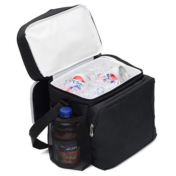 Two Compartments Insulated Food Cooler Bags With Removable Leak Proof Plastic Hardliner Bucket