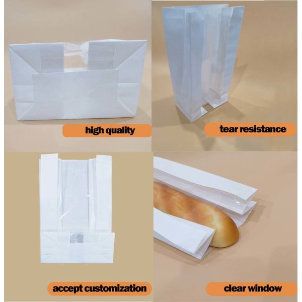 Custom kraft paper  claer window SOS bag Bakery Bag Bread Bag Food Bag