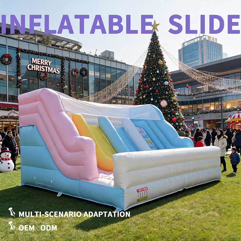 Commercial Grade Inflatable Slide Kids Pastel Bouncy Slide With Sunshade Net For Outdoor Party Rental Playground