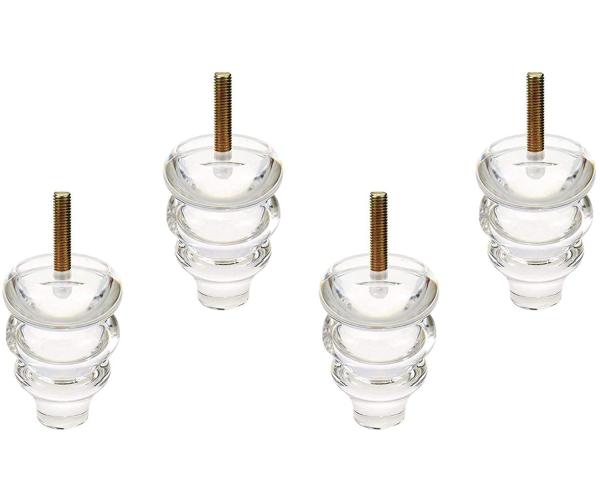 4 Conjunto de lucite Acrílico Móveis pernas Forma rolada para Diy Sofá de substituição pernas acrílicas