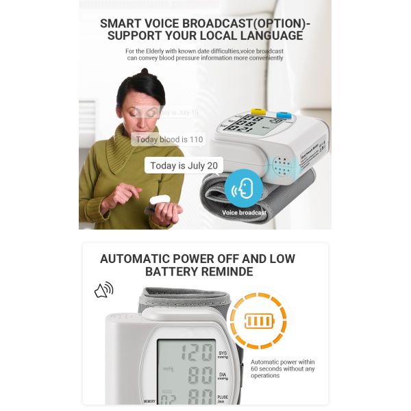 Electronic Automatic Cuff Wrist Digital Blood Pressure Monitor 0-37.3kpa
