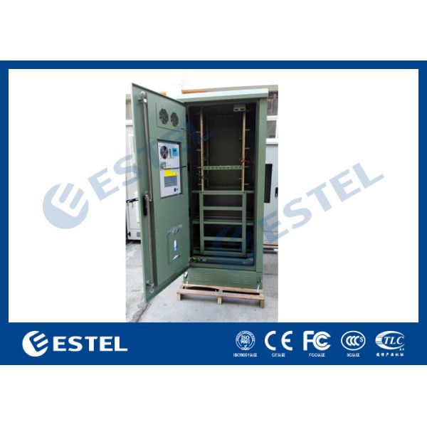 IP55 Galvanized Steel Green Outdoor Power Cabinet / Outdoor Telecom Enclosure With Cooling System